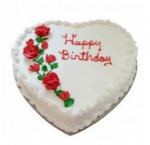 Heart Shape Vanilla Fresh Cream Cake