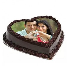  Chocolate Photo Cake With Heart Shape 