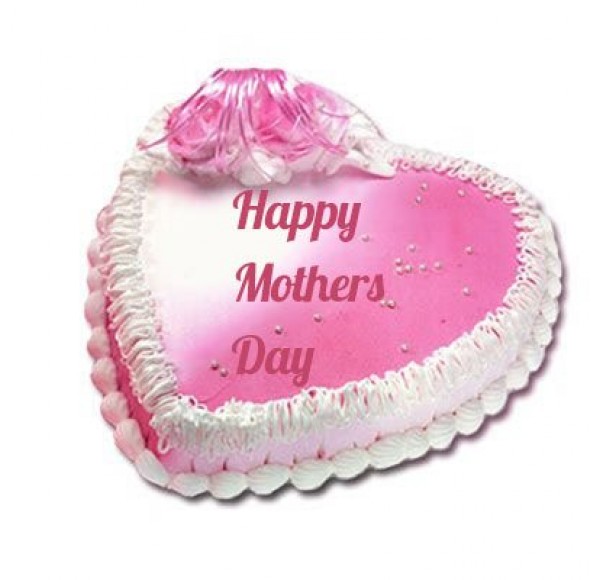 Happy Mothers Day Heart Shape Strawberry Cake