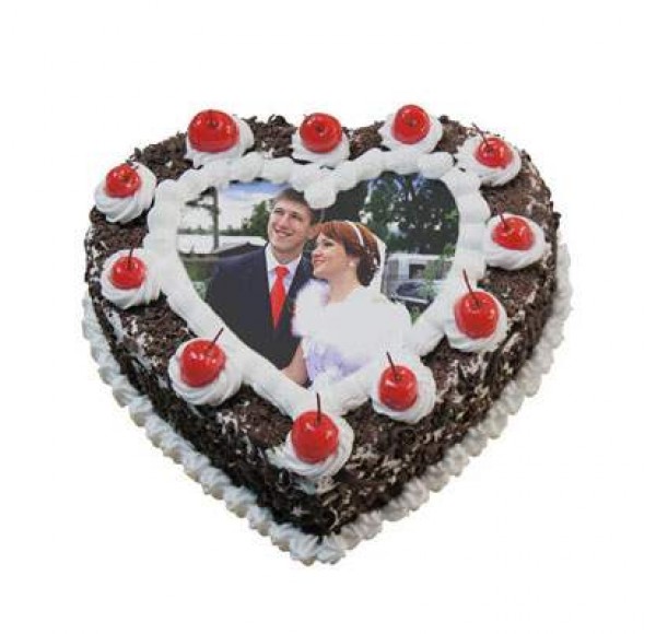 Heart Shape Black Forest Photo Cake