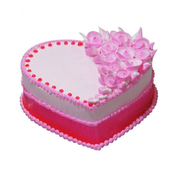 Classic Strawberry Heart Cake