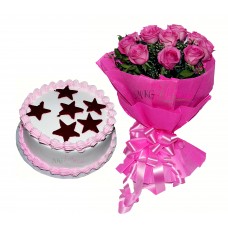 Vanilla Cake With Pink Roses